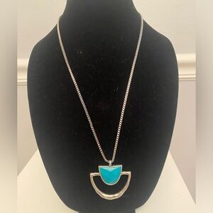 Sundance turquoise and silver necklace. 32 inches